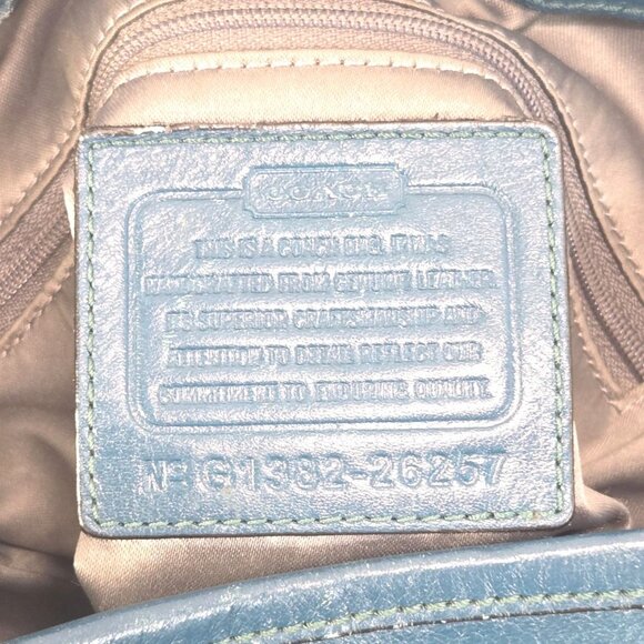 Coach 2013 Teal Madison Phoebe Gathered Twist Leather Shoulder Bag Leather 26257 - Picture 13 of 14
